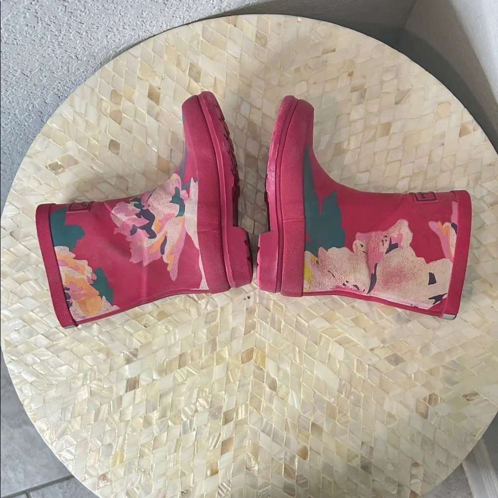 Joules Floral Pink Kids Rain Boots